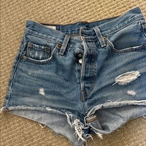 Levi's Blue Distressed Jean Shorts